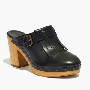 Madewell Black Fringe Buckle Clog 9.5